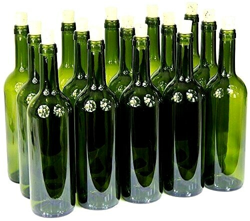 Glass green wine bottle - green,