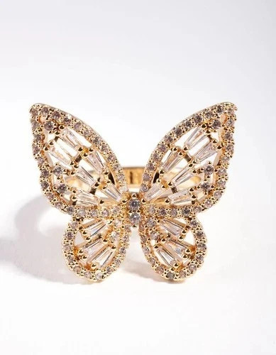 24k gold plated butterfly ring - 24k,