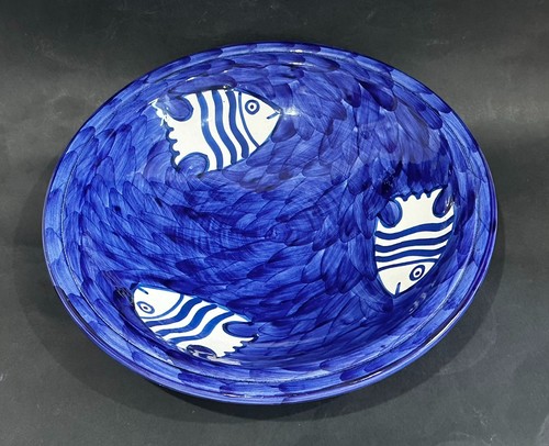 Blue fish bowl - fish, painted