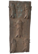 Old,Rare Benin Bronze Plaque with five Mudfish. Fine, Authentic. 62cm. Nigeria.
