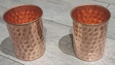 Set Of 2 100% Copper Drinking Glass Cup Tumbler Mug 300 ml Ayurveda Health yoga.