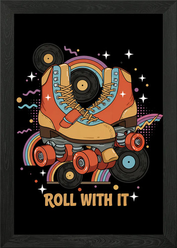 Retro roller skates with - retro,