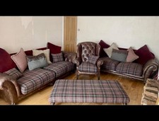 TETRAD EASTWOOD HARRIS TWEED CHESTERFIELD SUITE