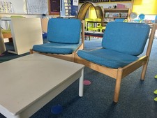 2 X Ercol Vintage Chairs Blue