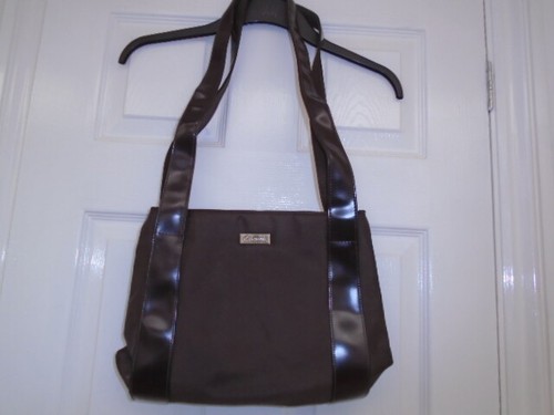 Brown shoulder bag with - , shiny