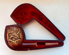 Antique Carved Pipe in Case c. 1900 Folk Art