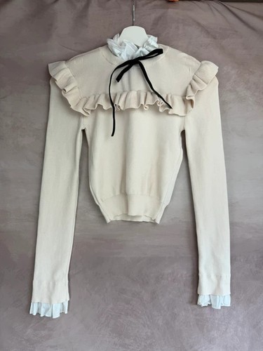Zara knit cream ruffle - cream,