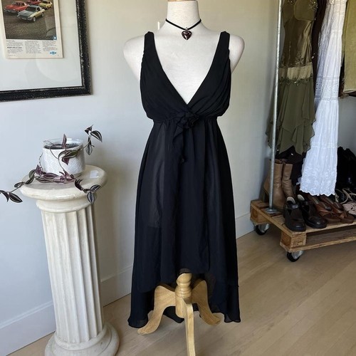 Black long sheer slip dress - black,