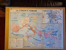 Vintage Double-sided French School Map Roman Empire