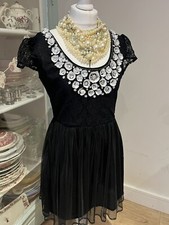 MISS SELFRIDGE Black Lace Embellished Sequin Beaded Flower dress size UK 12