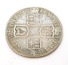 Queen Anne Early Milled Silver Shilling Coin Antique 1711 Fair Condition