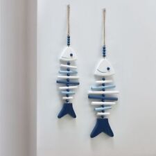 Mediterranean Fish Pendant Vintage Wooden Fish Hanging Ornament Wall Art Decor