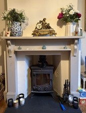 Antique Gilt +Onyx Mantle Clock Lady Holding Book Floral Dial Battery Mechanism