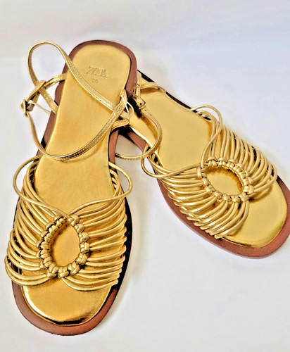 Zara gold strappy sandals - zara,