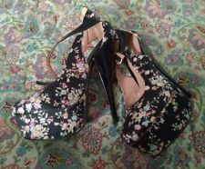 Bebo Floral Black Platform Heels UK 5