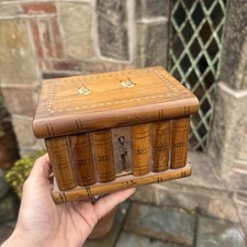 Vintage Wooden Box With Book Frontage And Bird Design Lockable With Mirror