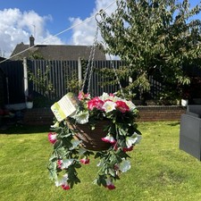 Artificial Regal Hanging Basket Faux Fake Flower Display Outdoor Garden Decor