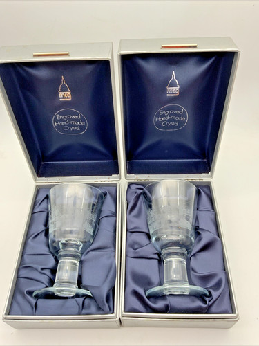 Crystal glass goblets pair - crystal,