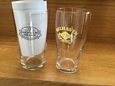 2 collectible pint beer glasses Shepherd & Neame and Belhaven Brewery.
