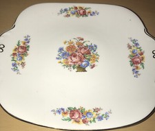WINDSOR BONE CHINA SQUARE CAKE DESSERT PLATE FLORAL NICE CONDITION FREE POST  9"