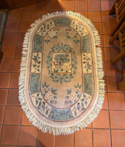 Floral oval decorative rug - decorative,
