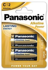 Panasonic 2 x C 1.5V Alkaline Power Batteries LR14 Lasting Energy Cell Battery