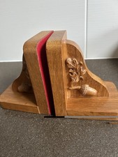 Oak  bookends carved with