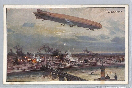 Germany ww1 postcard zeppelin - postcard,