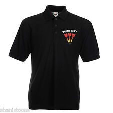 X2 Personalised Fruit Of The Loom Polo Shirts Embroidered Darts Logo With Text