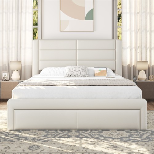 Upholstered bed frame with - bed,