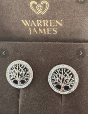 Warren James Tree Of Life Round Sterling Silver Earrings Brand New