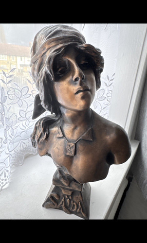 Bronze finish metal woman bust - woman,