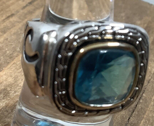 Men blue stone ring silver - blue,