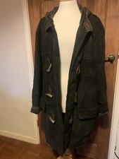 Vintage Markus Meindl Black/brown Sheepskin  Coat With Hood. Size 50. Duffle