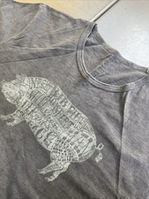 Rare American USA Lucky Brand Men’s XXL 54in Grey Pig Rib Roast Ham Tee T-Shirt