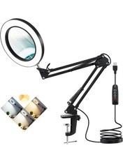 Veemagni 10X Magnifying Glass with Light and Stand 3 Color Modes Stepless 10X UK
