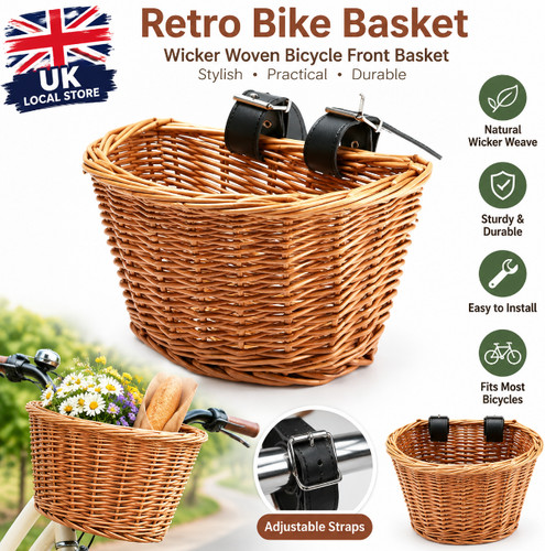 Retro wicker bike basket - bike,
