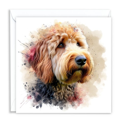 Labradoodle dog watercolour - labradoodle,