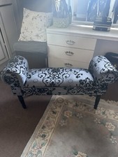 Chaise pouffe stool Window Seat, Bed End stool, Fabric Cover Wooden Legs