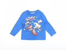 Sega Boys Blue Sonic the Hedgehog Long Sleeve T-Shirt 3-4 Years