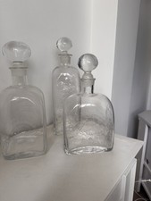 Dartington Frank Thrower ‘Ripple’ Glass Whisky Decanters. Rare Set Of 3