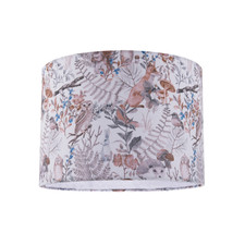 Autumnal Linen Lamp Shade with Woodland Creatures Owls Birds Badgers by Happy...