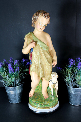Antique religious chalk statue - religious,