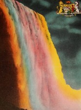 Vintage Postcard, NIAGARA FALLS, ON, CANADA, The Falls At Night W/ Colored Light