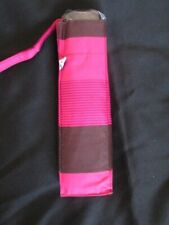 Accessorize Pink/burgundy brown fold away umbrella with case/fabric handle