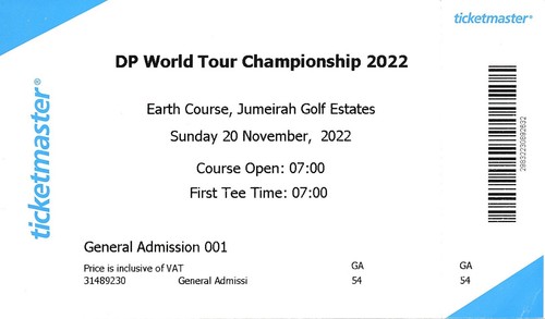 Golf ticket 2022 world tour - golf, dp