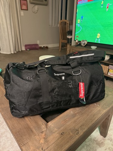 Supreme black duffle bag - supreme,