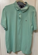 tommy hilfiger polo shirt men Custom Fit Coupe Sur Mesure Green Size : L/G 