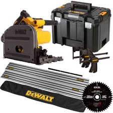 DeWalt DCS520NT 54V XR Brushless Plunge Saw 2 x 1.5m Rail Clamp Blade & Rail Bag