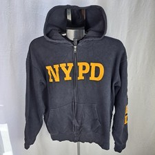 NYPD New York Black Hoodie / Sweatshirt, Mens Large Full Zip